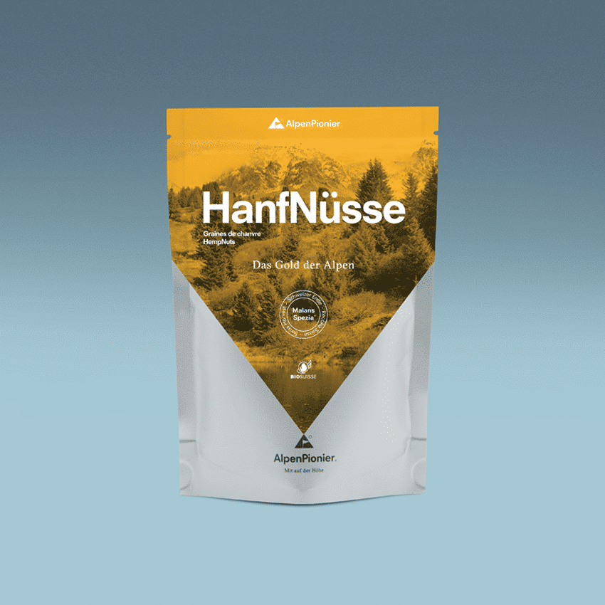 HanfNüsse Produkt_150g_2020 Die Schweizer Bio Hanfnüsse von AlpenPionier